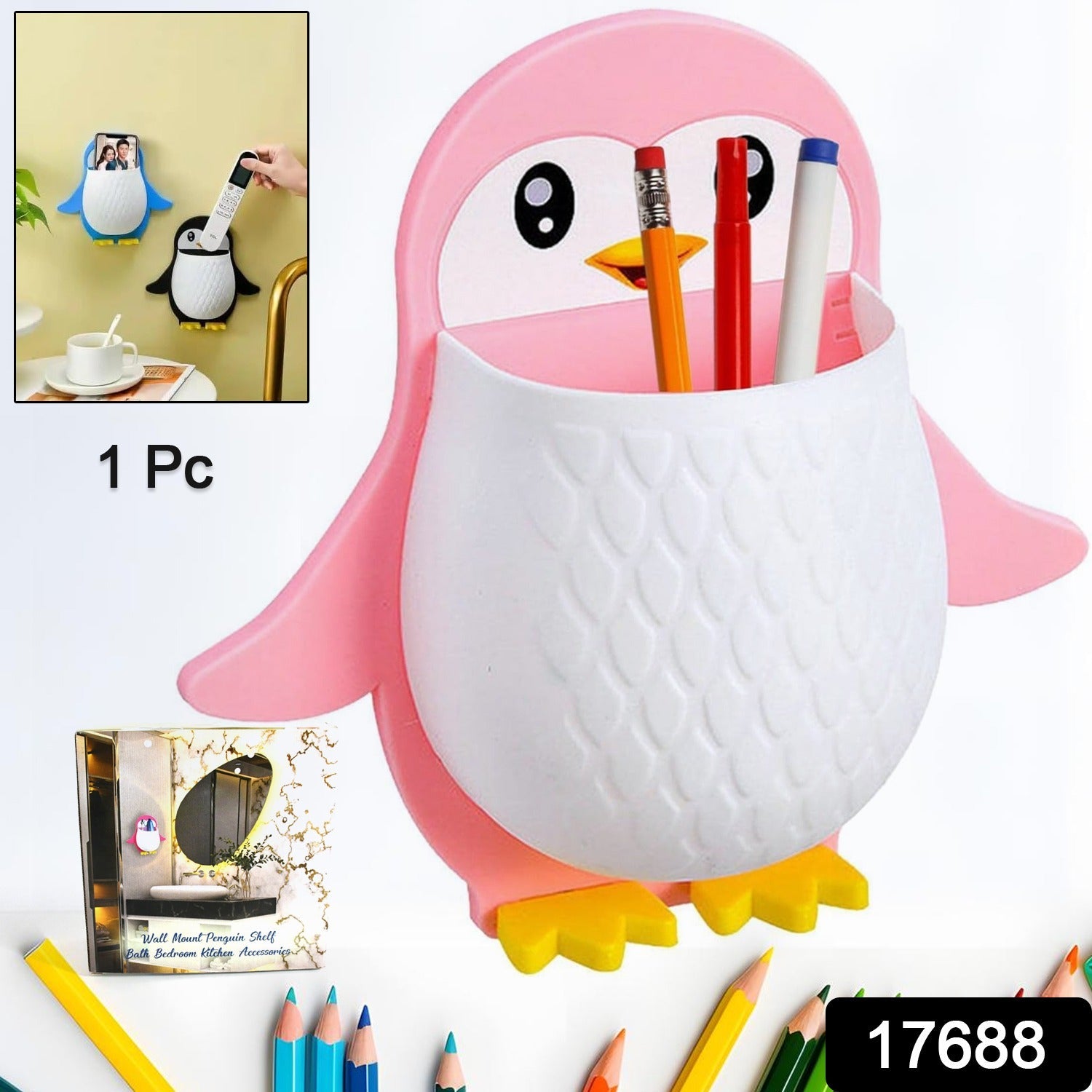Penguin Storage Box, Adhesive Remote Case, Electric Toothbrushes Holder, Universal Controller Holder, Wall Nightstand, Office Plastic Wall Mount Penguin Storage Box, Adhesive Remote Case, Electric Toothbrushes Holder, Universal Controller Holder, Wall Nightstand, Office Plastic Wall Mount